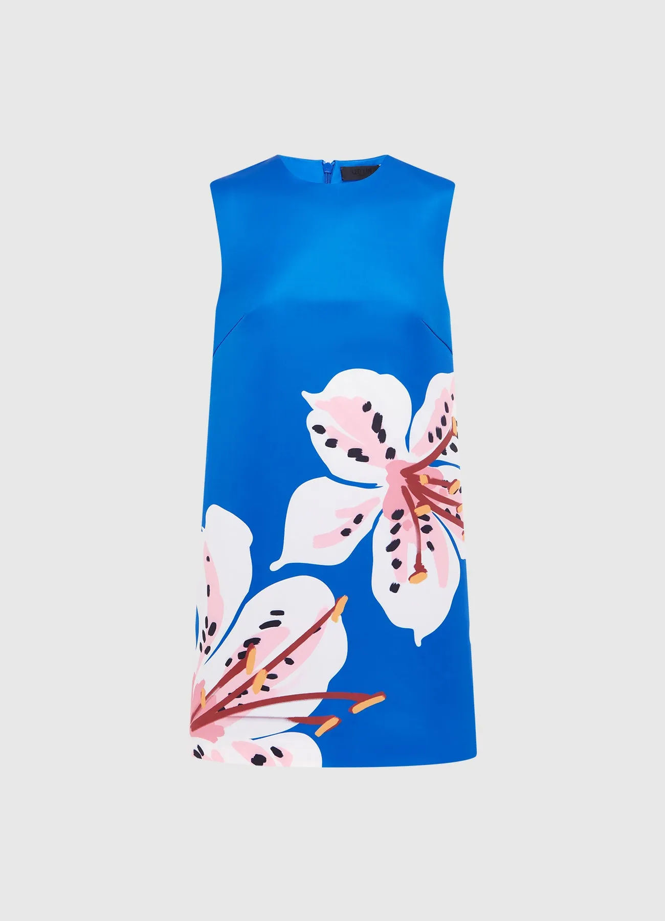 Yvonne Mini Dress - Lily Print in Cobalt sold by LEO LIN