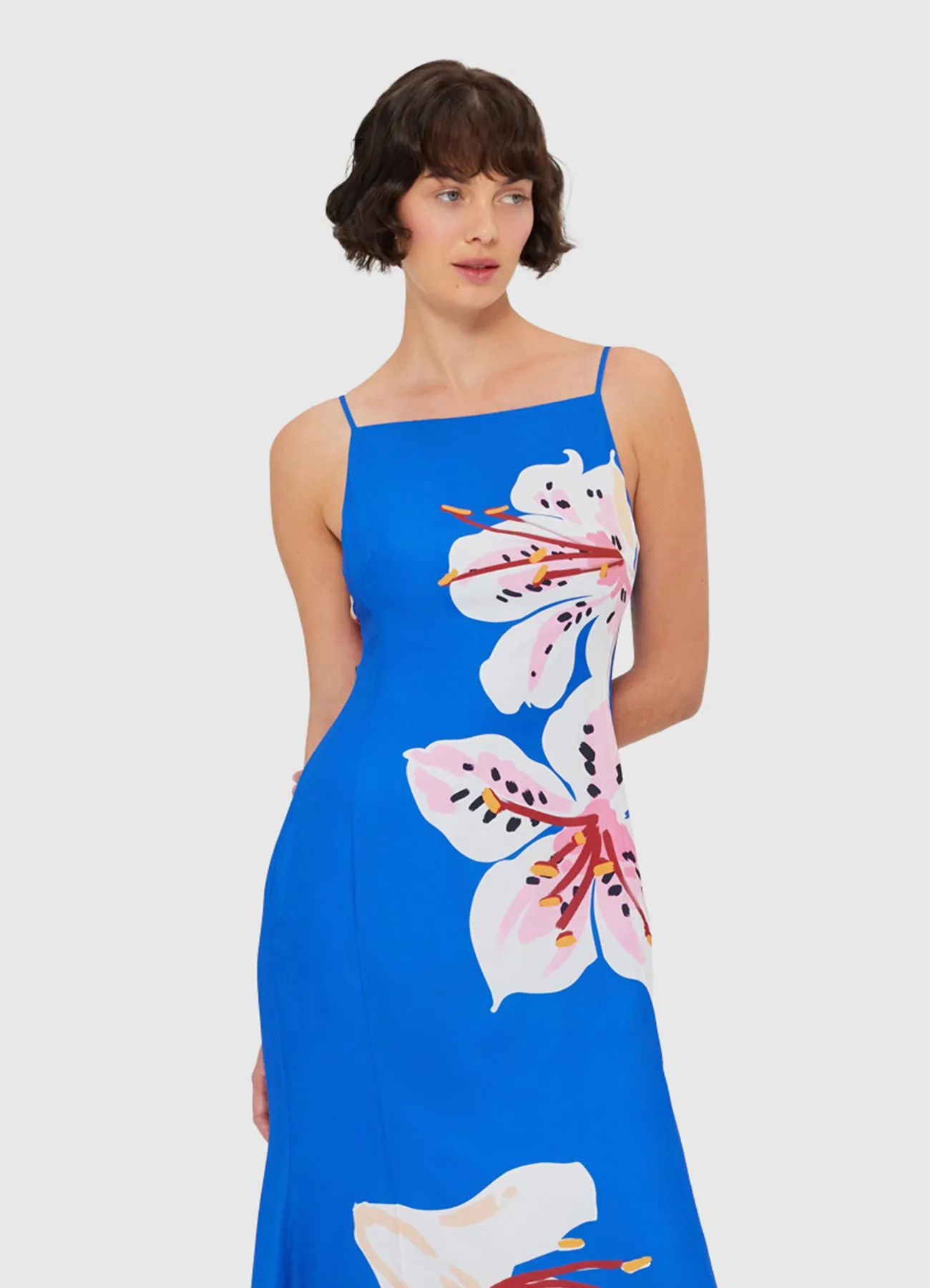 Regina Midi Dress - Lily Print in Cobalt sold by LEO LIN product image thumbnail 5