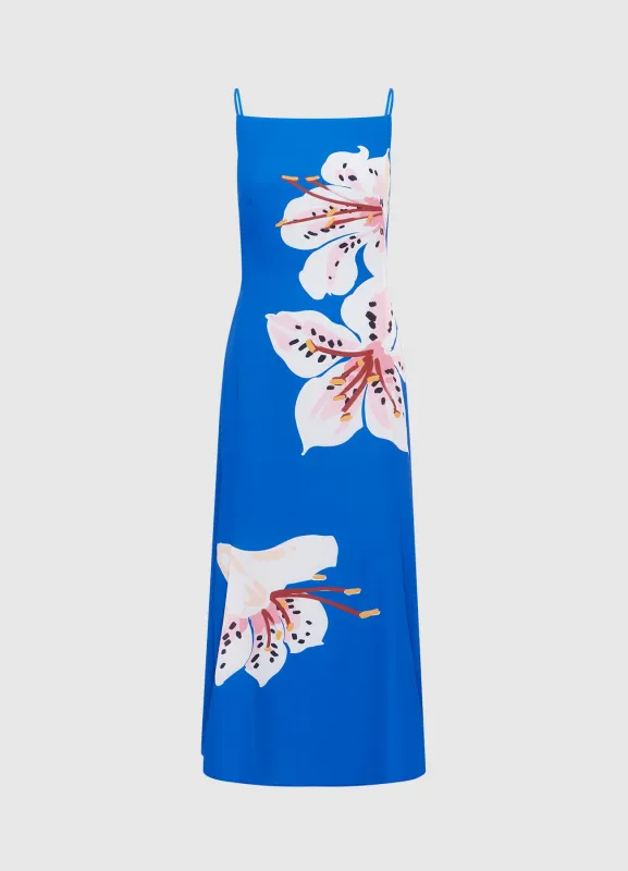 Regina Midi Dress - Lily Print in Cobalt sold by LEO LIN