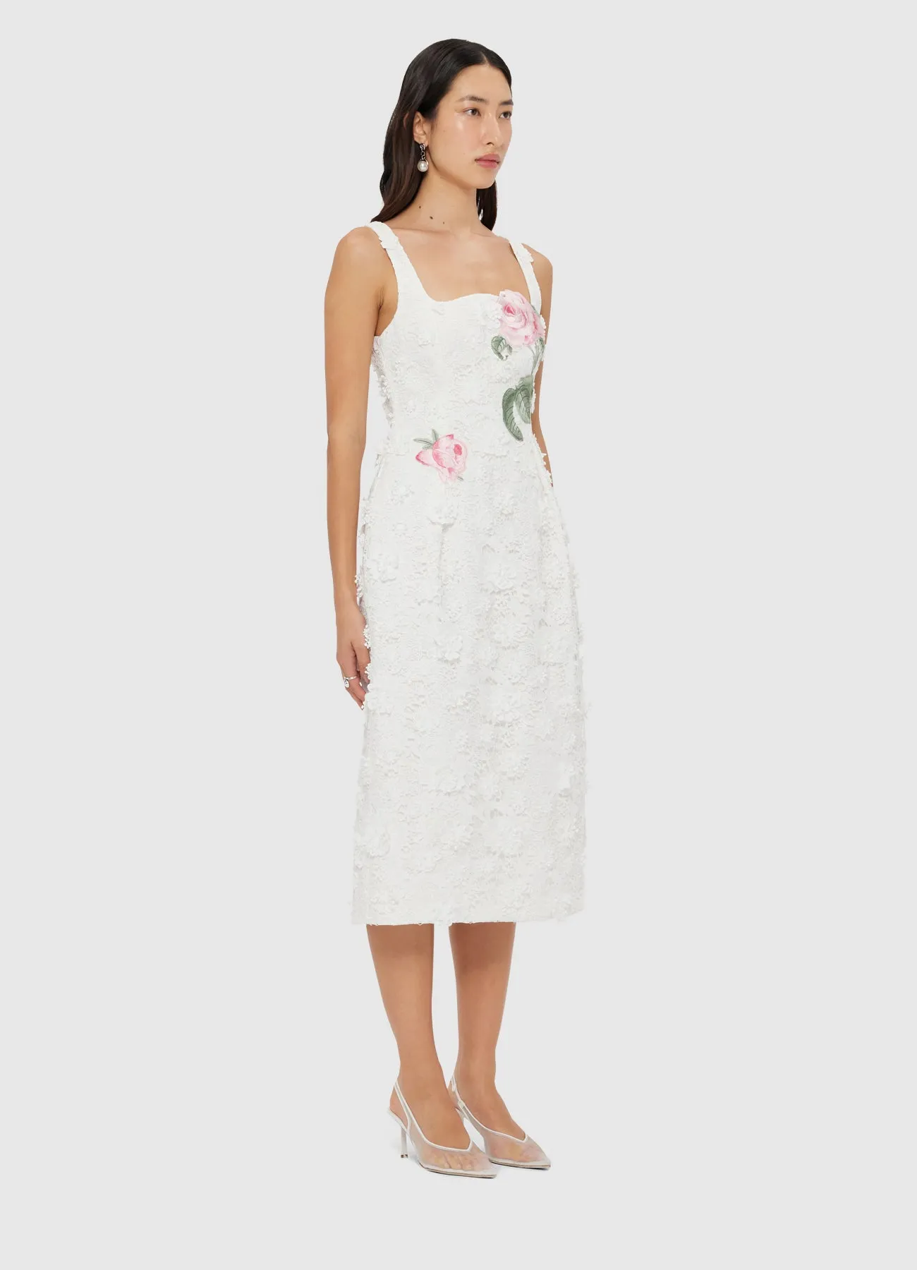 Larissa Embroidered Lace Midi Dress - Snow sold by LEO LIN product image thumbnail 3