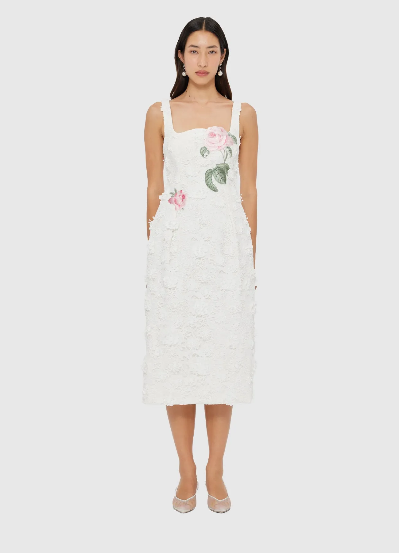 Larissa Embroidered Lace Midi Dress - Snow sold by LEO LIN product image thumbnail 2