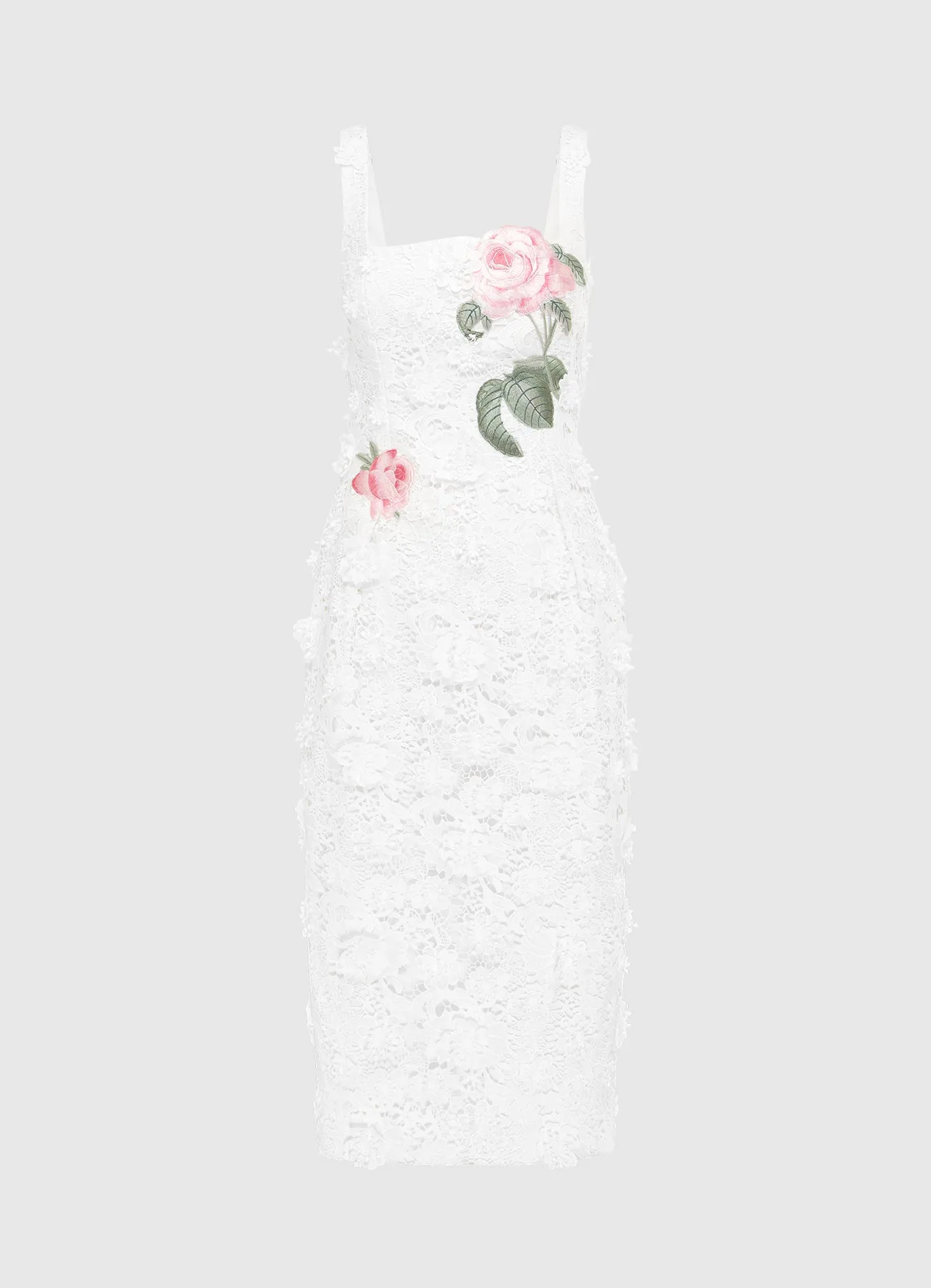 Larissa Embroidered Lace Midi Dress - Snow sold by LEO LIN