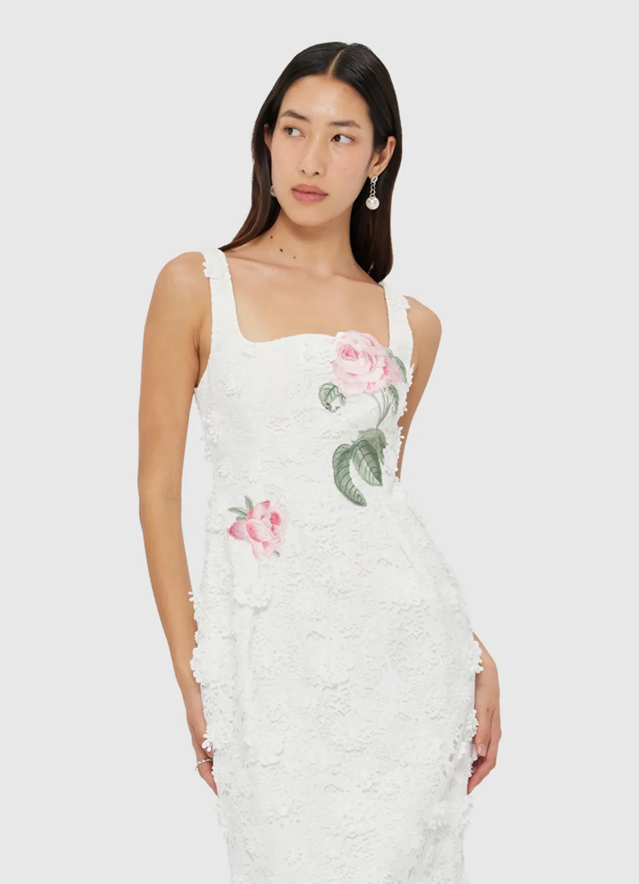 Larissa Embroidered Lace Midi Dress - Snow sold by LEO LIN product image thumbnail 5