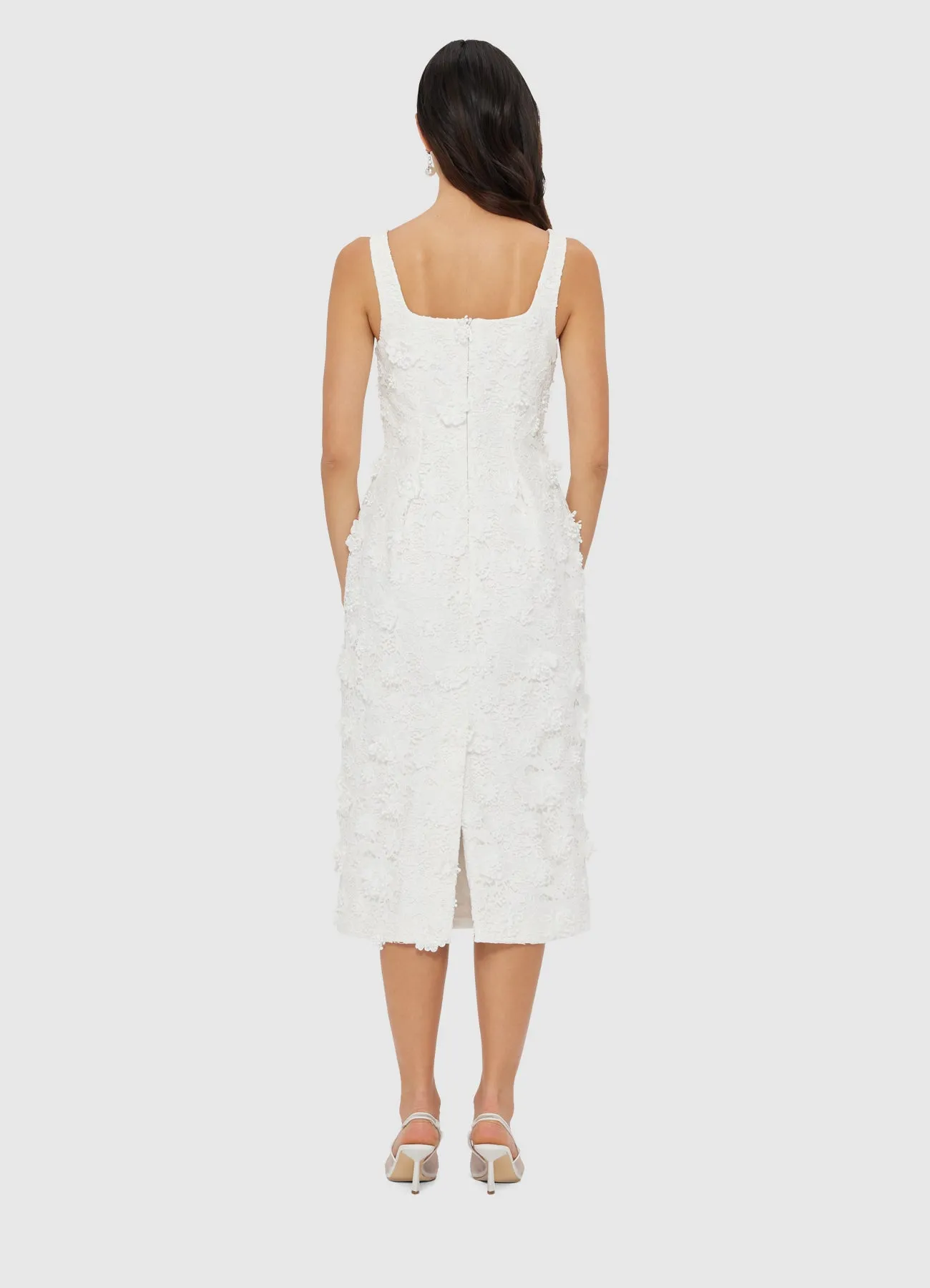 Larissa Embroidered Lace Midi Dress - Snow sold by LEO LIN product image thumbnail 4