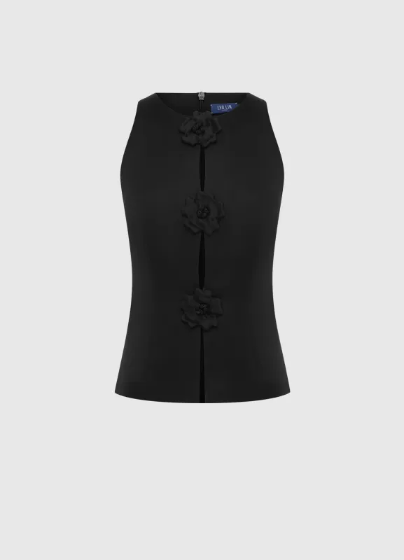 Amelia Petal Top - Ebony sold by LEO LIN