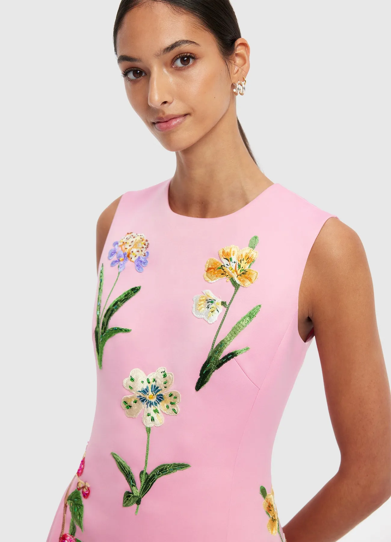 Cleo Embellished Sleeveless Midi Dress - Wild Flower in Flamingo sold by LEO LIN product image thumbnail 5