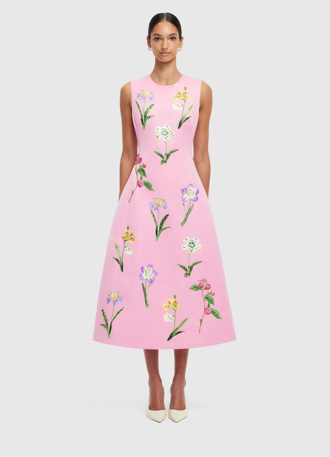 Cleo Embellished Sleeveless Midi Dress - Wild Flower in Flamingo sold by LEO LIN product image thumbnail 2
