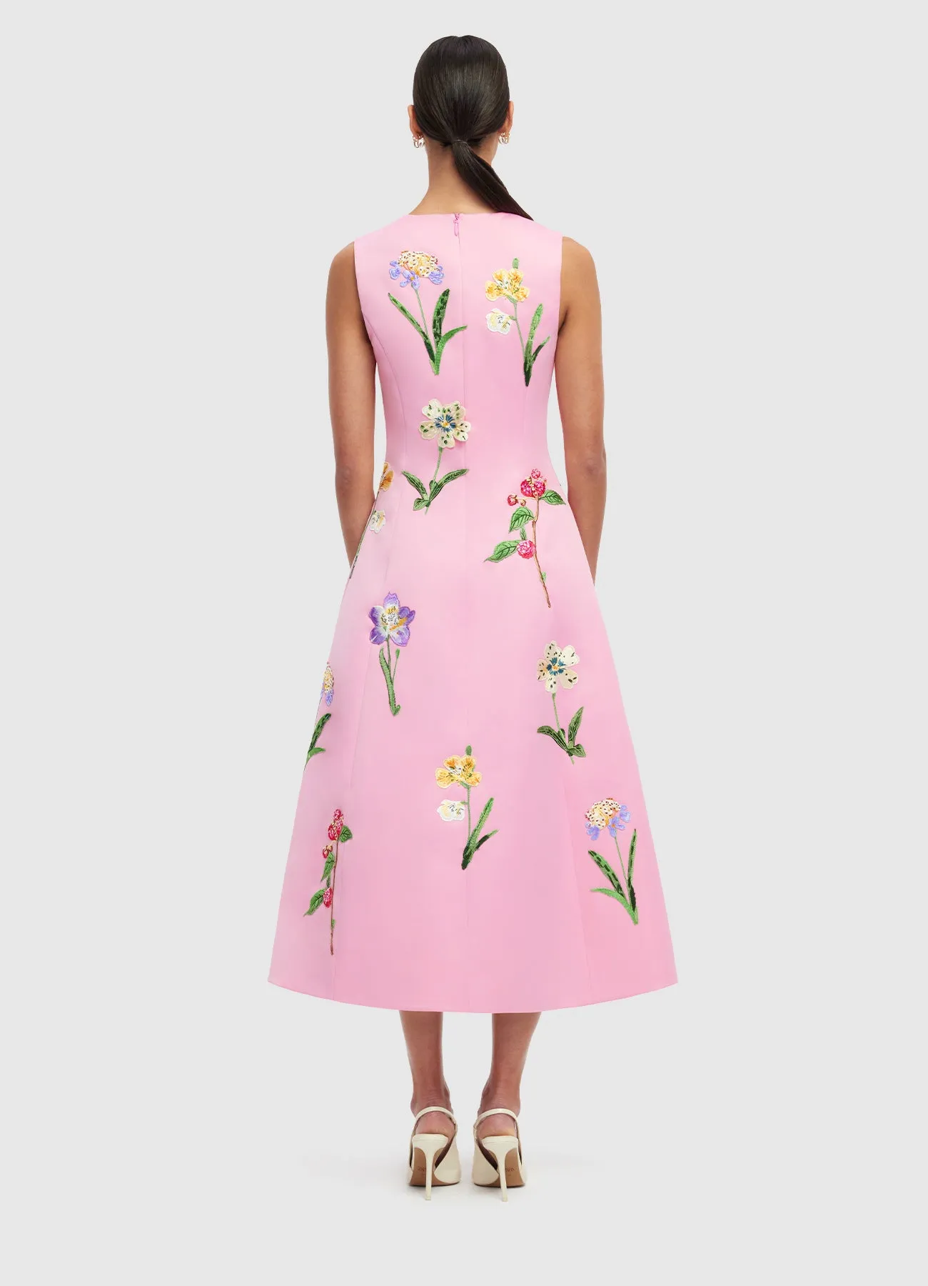 Cleo Embellished Sleeveless Midi Dress - Wild Flower in Flamingo sold by LEO LIN product image thumbnail 4