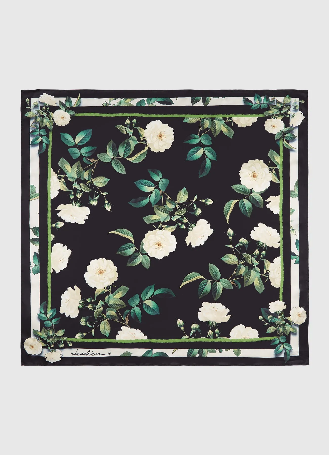Small Scarf - White Rose Print sold by LEO LIN