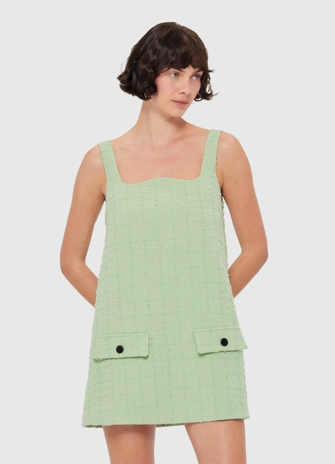 Kira Tweed Mini Dress - Caledon Green sold by LEO LIN product image thumbnail 5