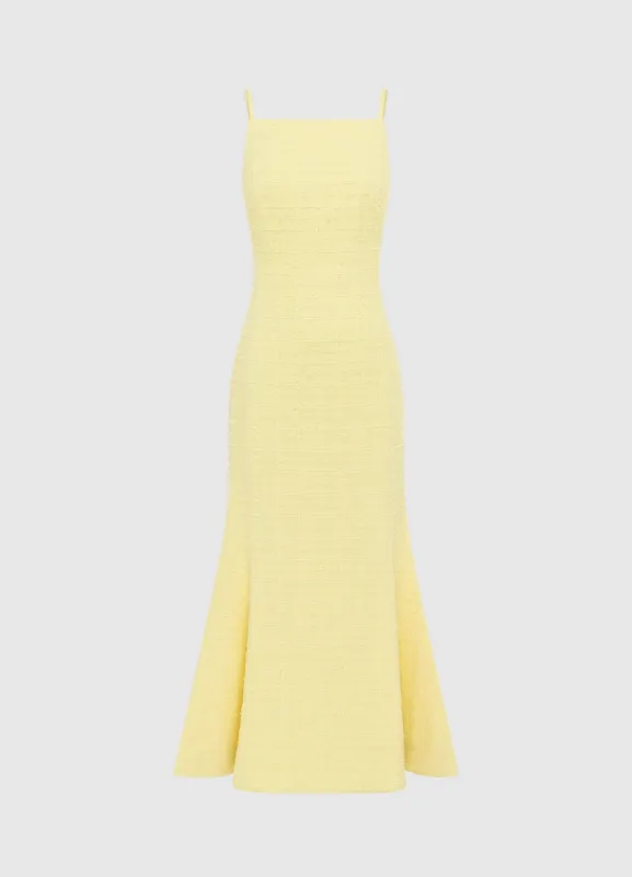 Regina Tweed Midi Dress - Sorbet Yellow sold by LEO LIN
