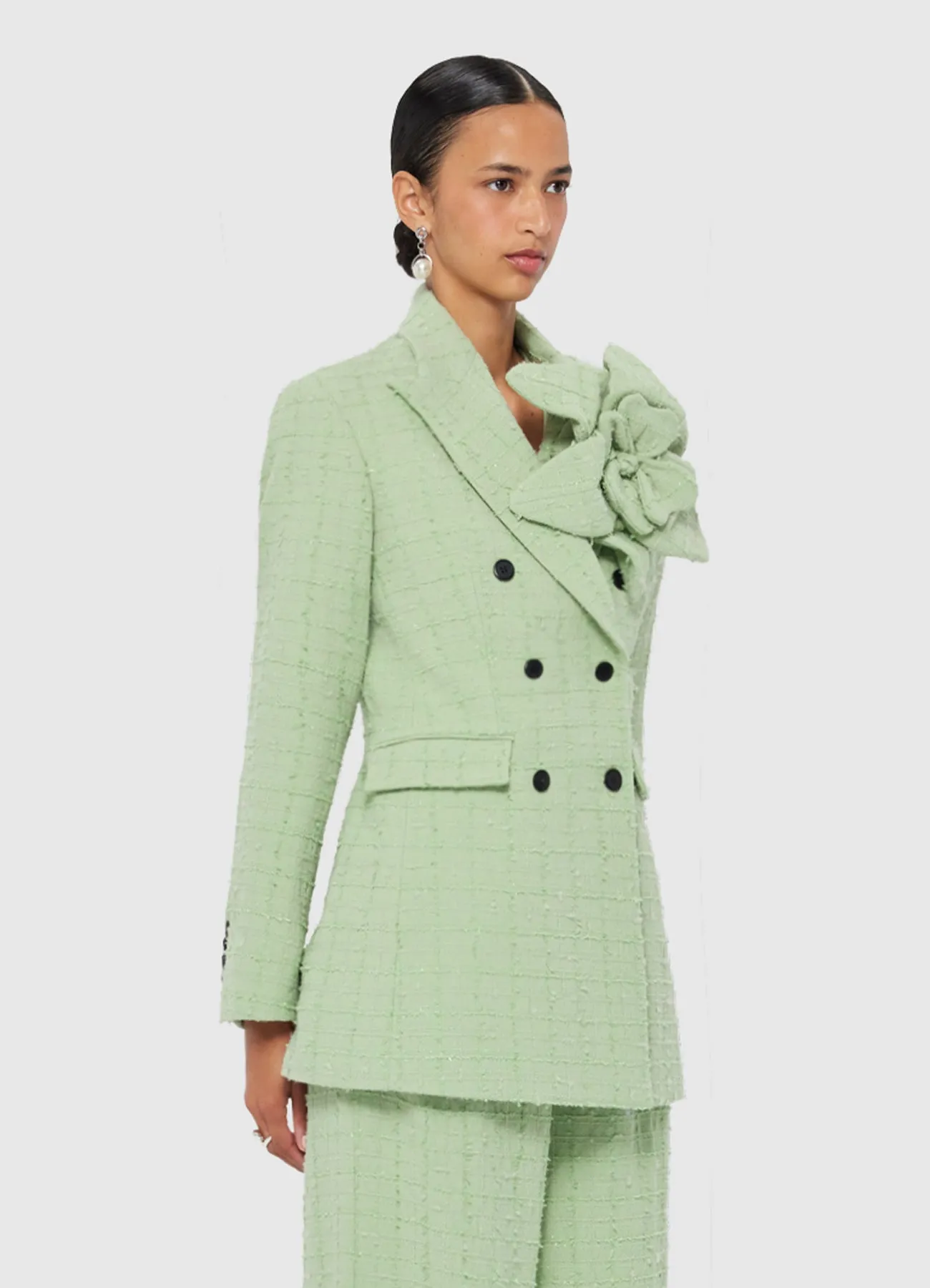 Jazlyn Tweed Blazer - Caledon Green sold by LEO LIN product image thumbnail 3