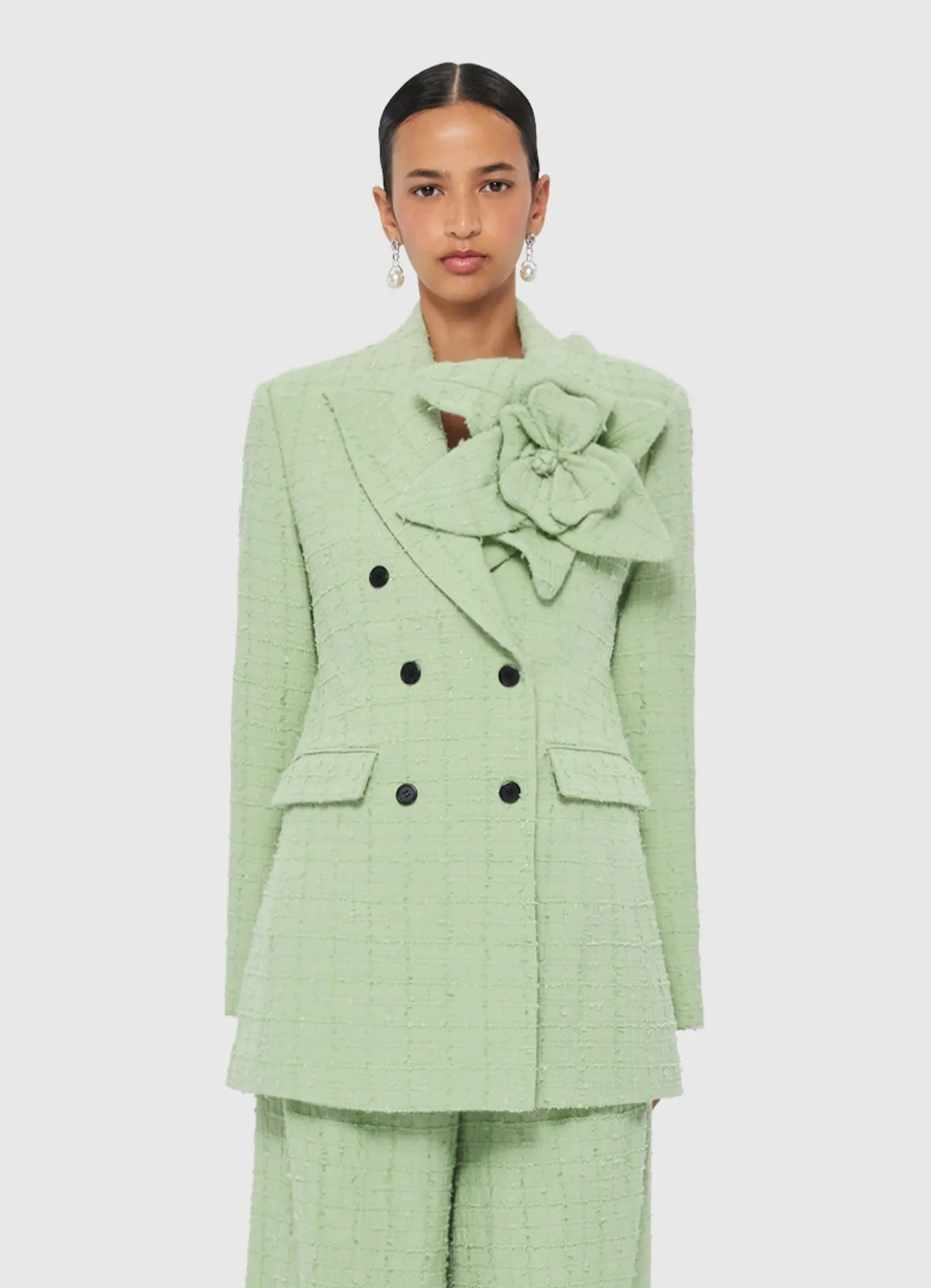 Jazlyn Tweed Blazer - Caledon Green sold by LEO LIN product image thumbnail 2