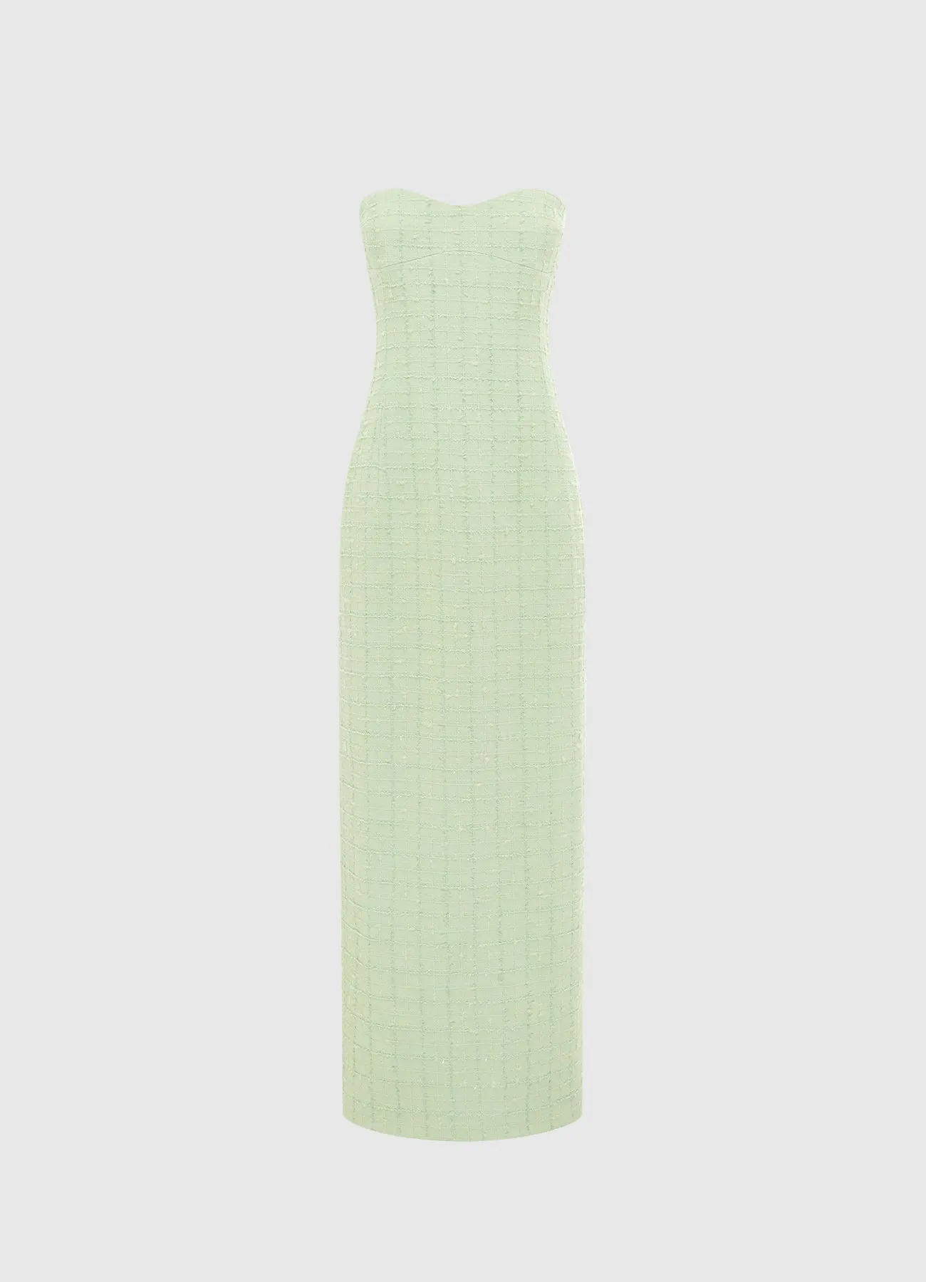 Zayna Tweed Bustier Maxi Dress - Caledon Green sold by LEO LIN