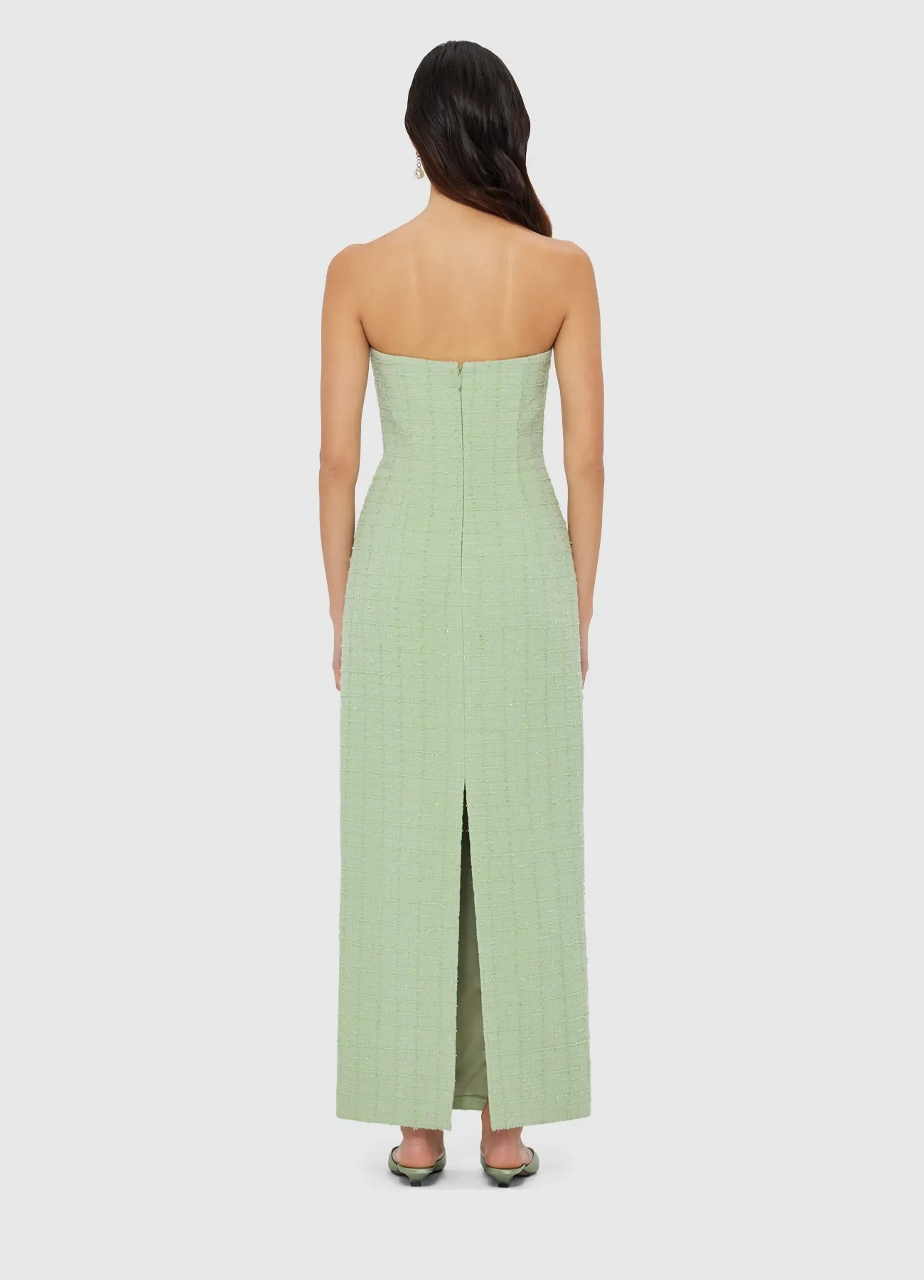 Zayna Tweed Bustier Maxi Dress - Caledon Green sold by LEO LIN product image thumbnail 4