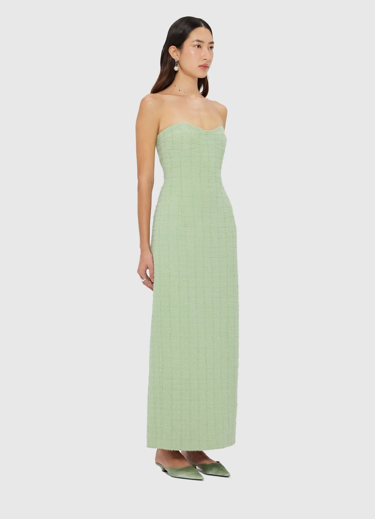 Zayna Tweed Bustier Maxi Dress - Caledon Green sold by LEO LIN product image thumbnail 3