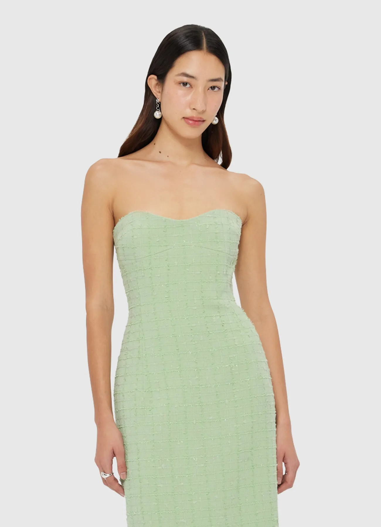 Zayna Tweed Bustier Maxi Dress - Caledon Green sold by LEO LIN product image thumbnail 5