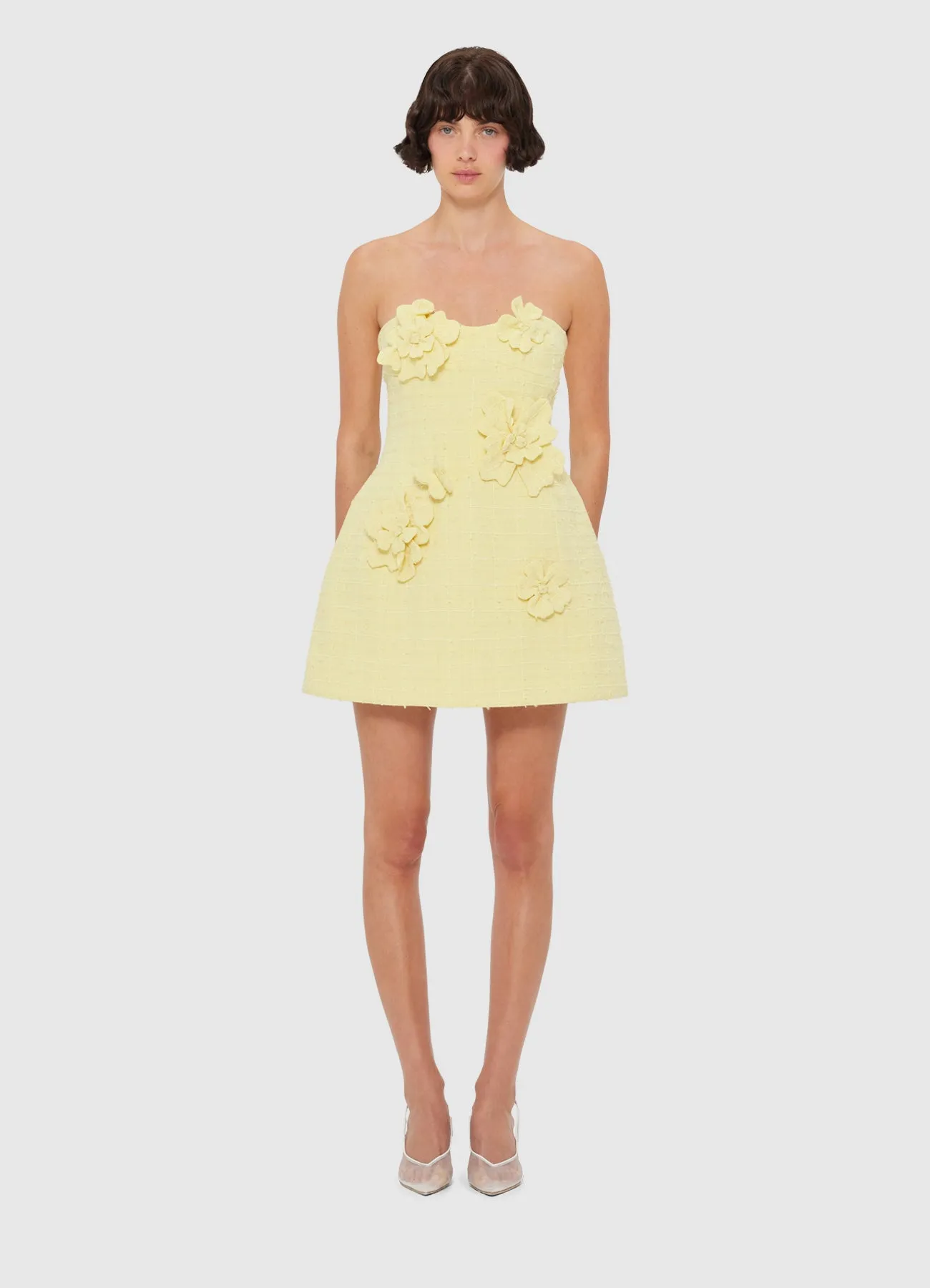 Rosario Tweed Petal Bustier Mini Dress - Sorbet Yellow sold by LEO LIN product image thumbnail 2