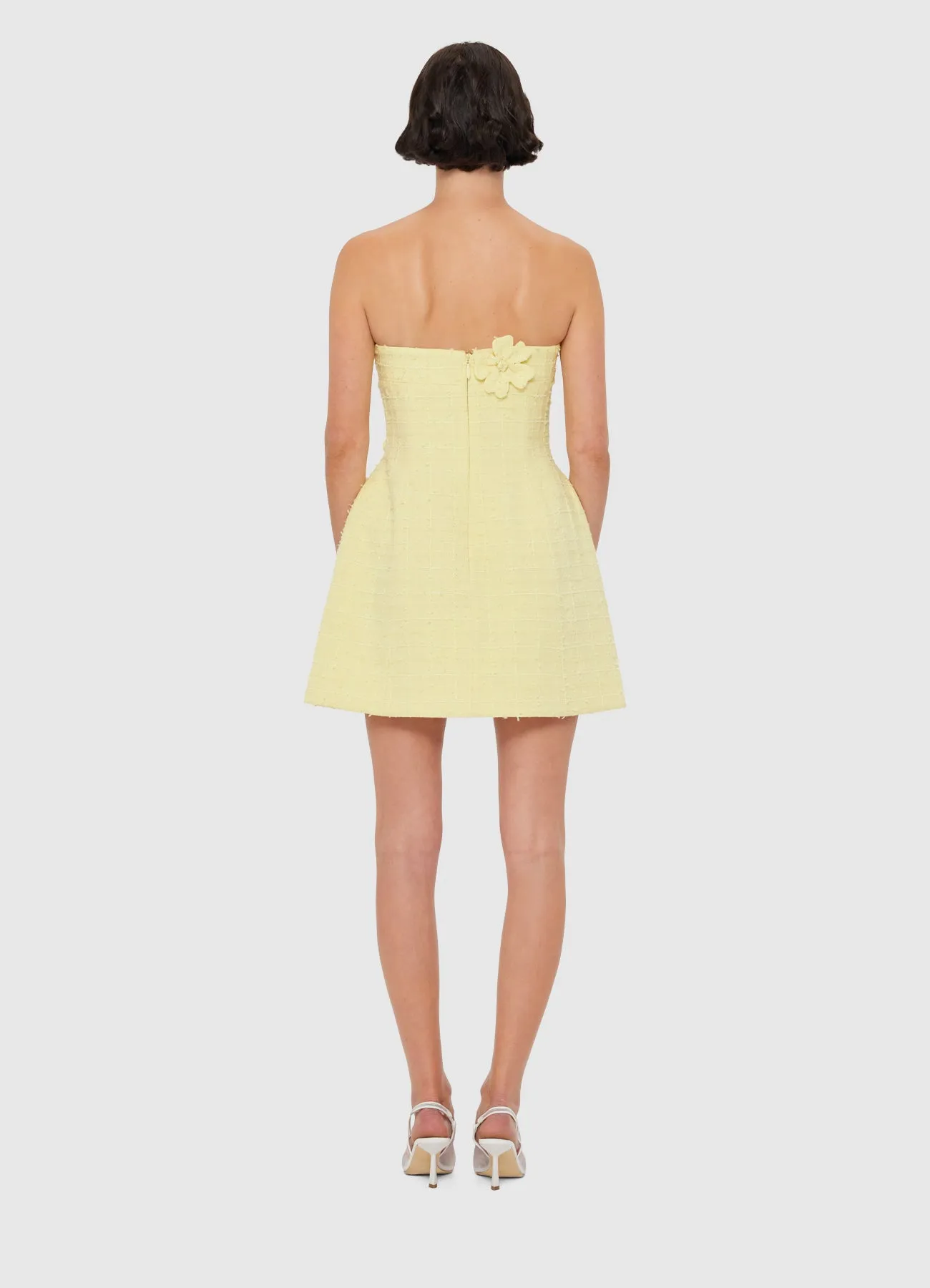 Rosario Tweed Petal Bustier Mini Dress - Sorbet Yellow sold by LEO LIN product image thumbnail 4