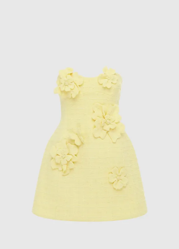 Rosario Tweed Petal Bustier Mini Dress - Sorbet Yellow sold by LEO LIN