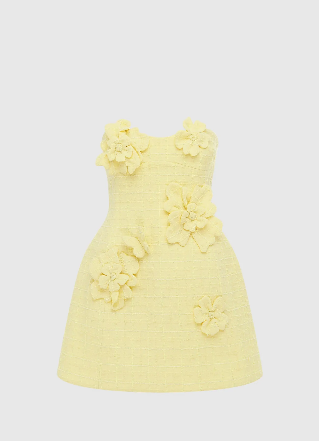 Rosario Tweed Petal Bustier Mini Dress - Sorbet Yellow sold by LEO LIN