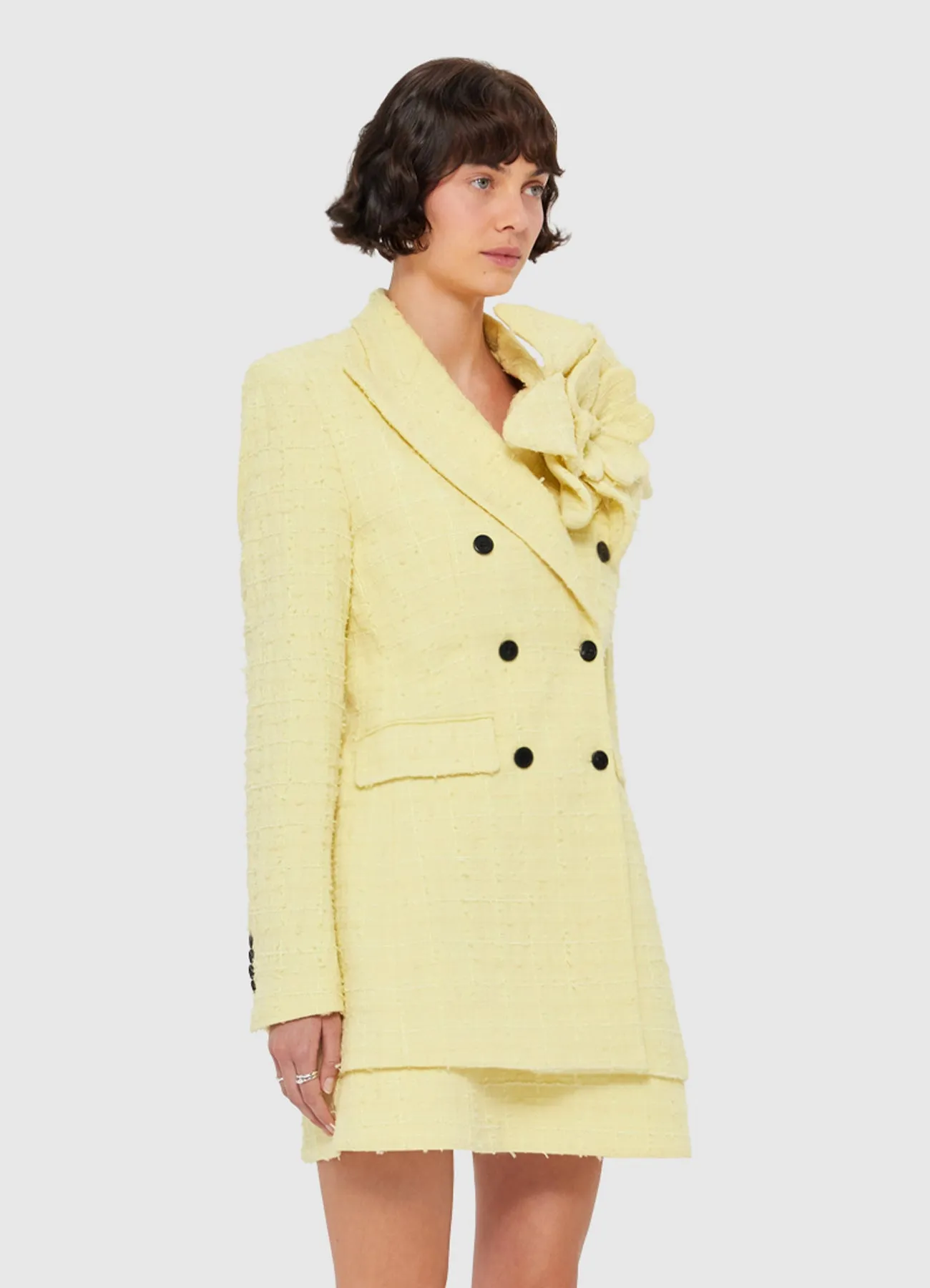 Jazlyn Tweed Blazer - Sorbet Yellow sold by LEO LIN product image thumbnail 3
