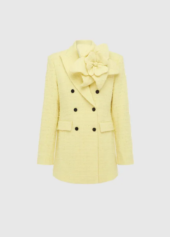 Jazlyn Tweed Blazer - Sorbet Yellow sold by LEO LIN
