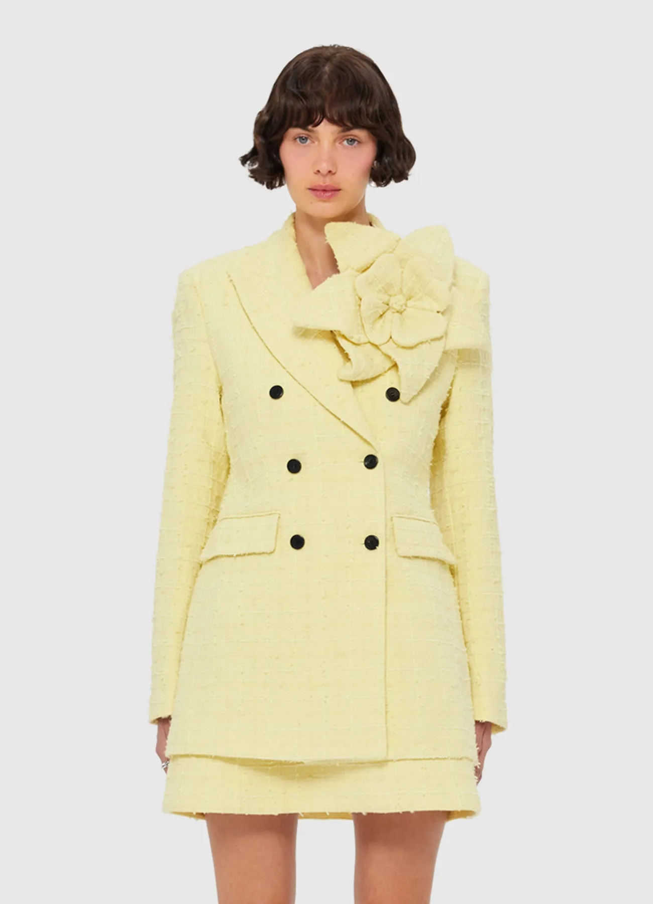 Jazlyn Tweed Blazer - Sorbet Yellow sold by LEO LIN product image thumbnail 2