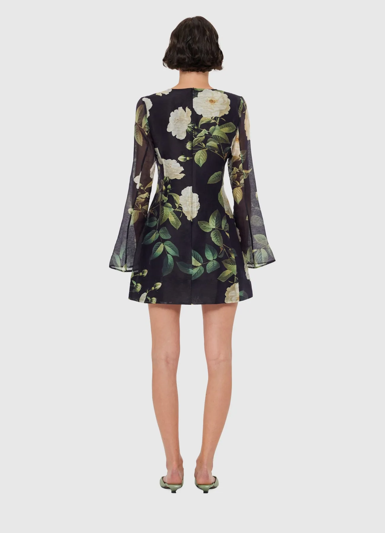 Suzanne Bell Sleeve Mini Dress - White Rose Print sold by LEO LIN product image thumbnail 4