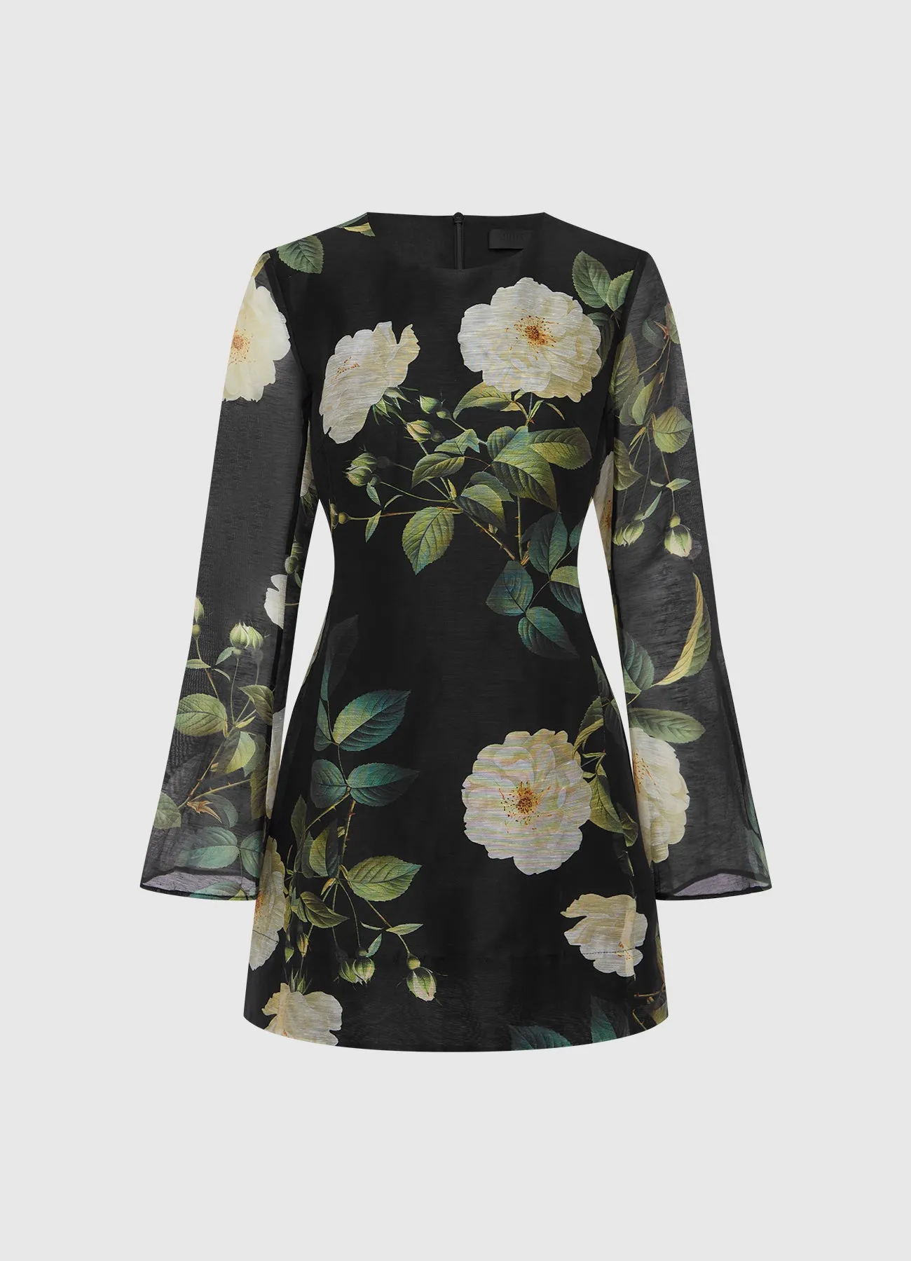 Suzanne Bell Sleeve Mini Dress - White Rose Print sold by LEO LIN