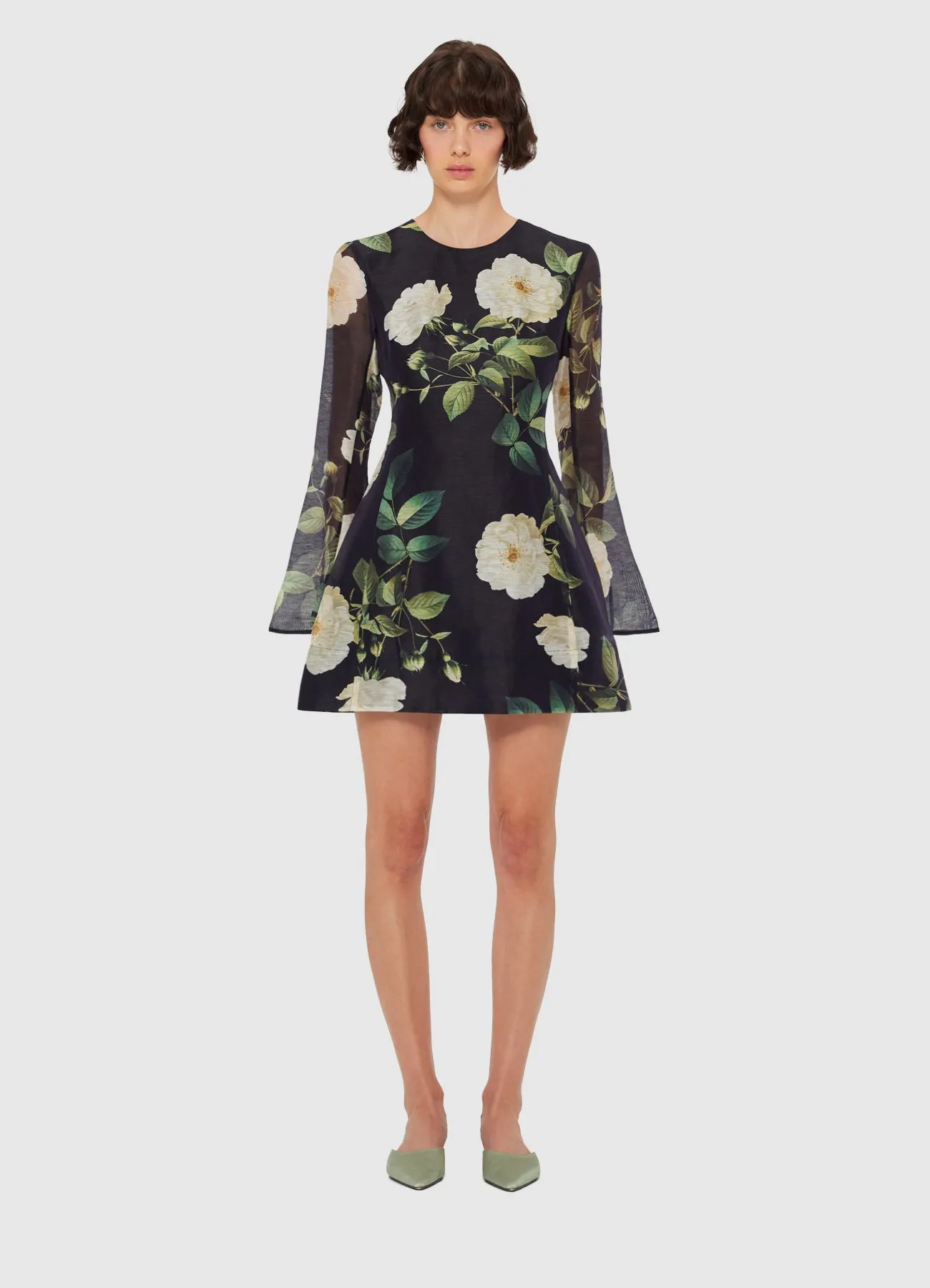 Suzanne Bell Sleeve Mini Dress - White Rose Print sold by LEO LIN product image thumbnail 2