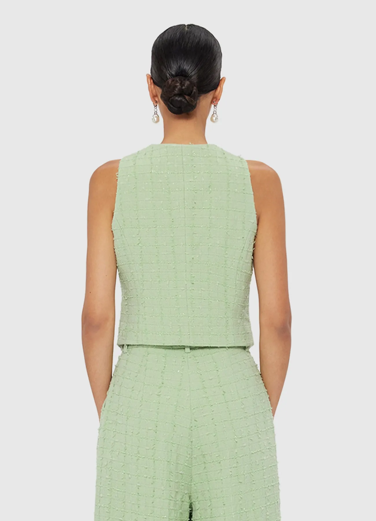 Anna-May Tweed Vest - Caledon Green sold by LEO LIN product image thumbnail 4