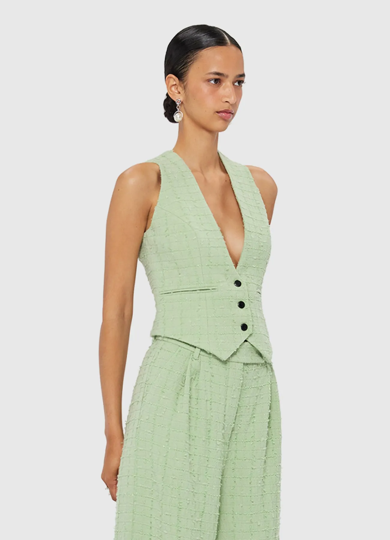Anna-May Tweed Vest - Caledon Green sold by LEO LIN product image thumbnail 3