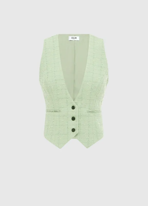 Anna-May Tweed Vest - Caledon Green sold by LEO LIN