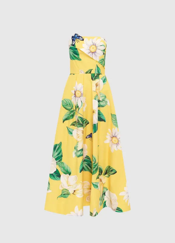 Lynn Bustier Midi Dress - Joie Print in Sunshine sold by LEO LIN