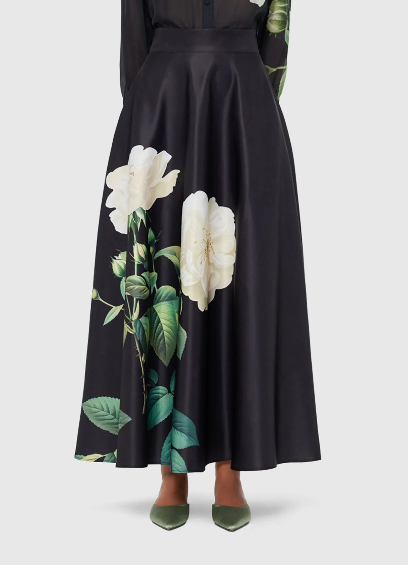 Rosalyn Maxi Skirt - White Rose Print sold by LEO LIN product image thumbnail 2