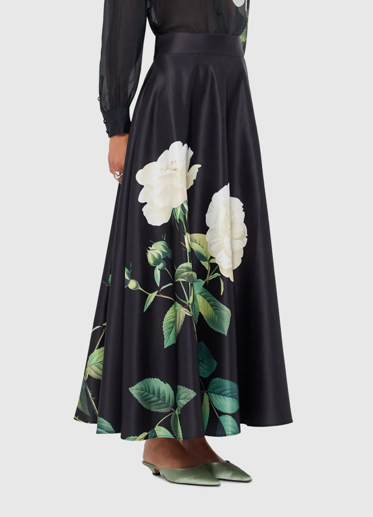 Rosalyn Maxi Skirt - White Rose Print sold by LEO LIN product image thumbnail 3