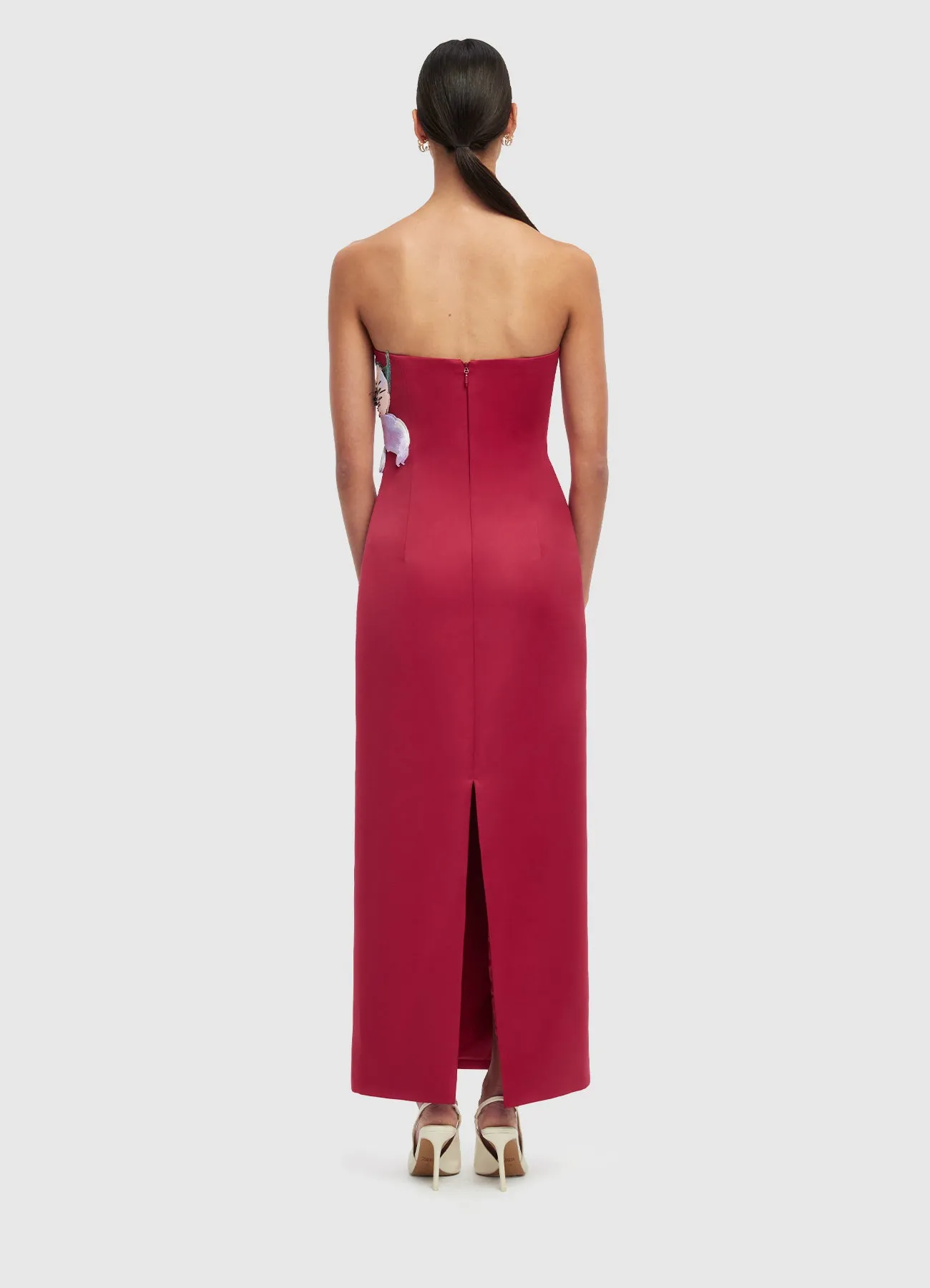 Rayna Appliqué Floral Maxi Dress - Lily Print in Oxblood sold by LEO LIN product image thumbnail 4