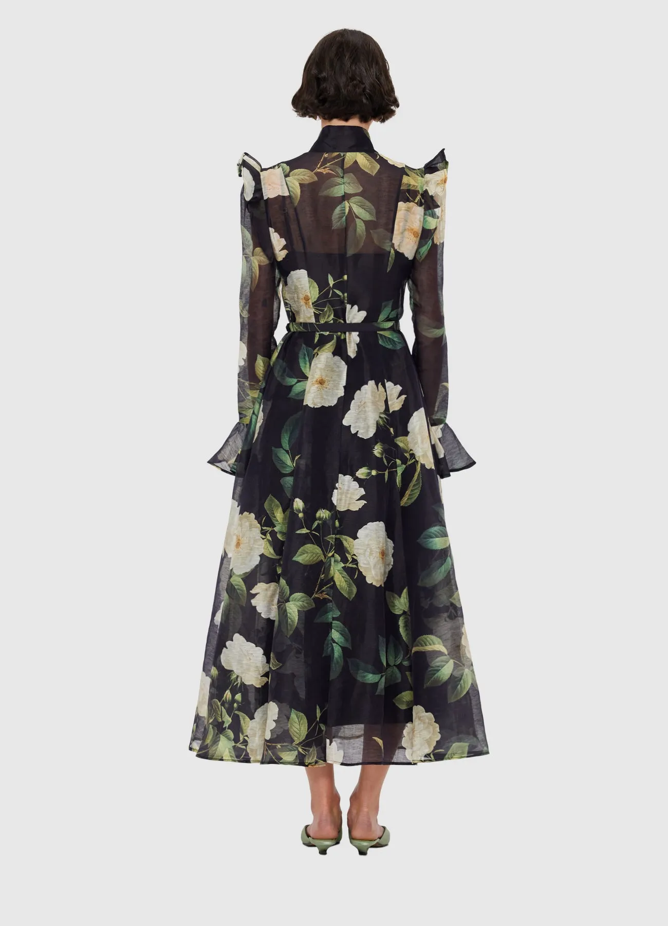 Katrina Butterfly Sleeve Midi Dress - White Rose Print sold by LEO LIN product image thumbnail 4