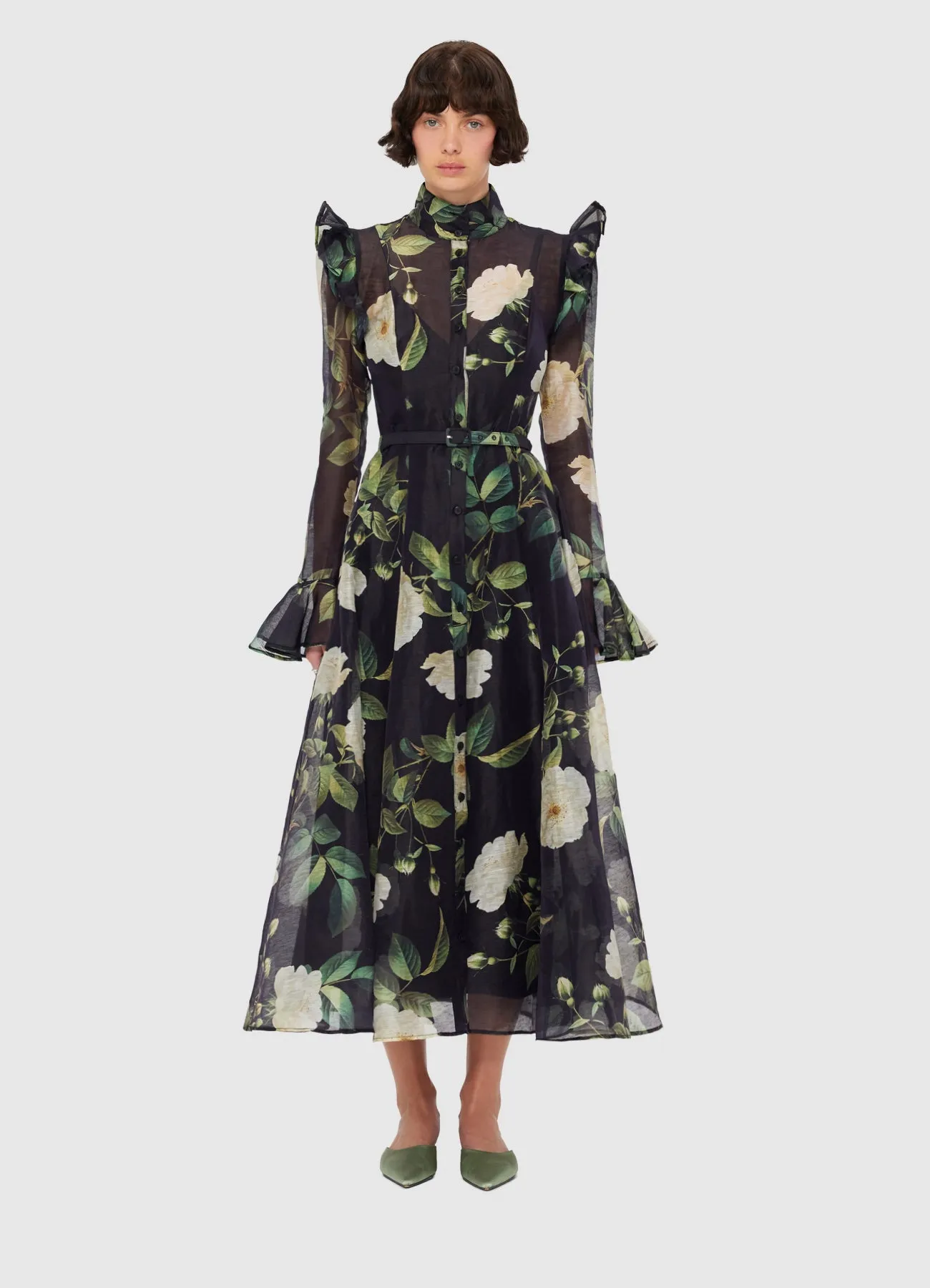 Katrina Butterfly Sleeve Midi Dress - White Rose Print sold by LEO LIN product image thumbnail 2