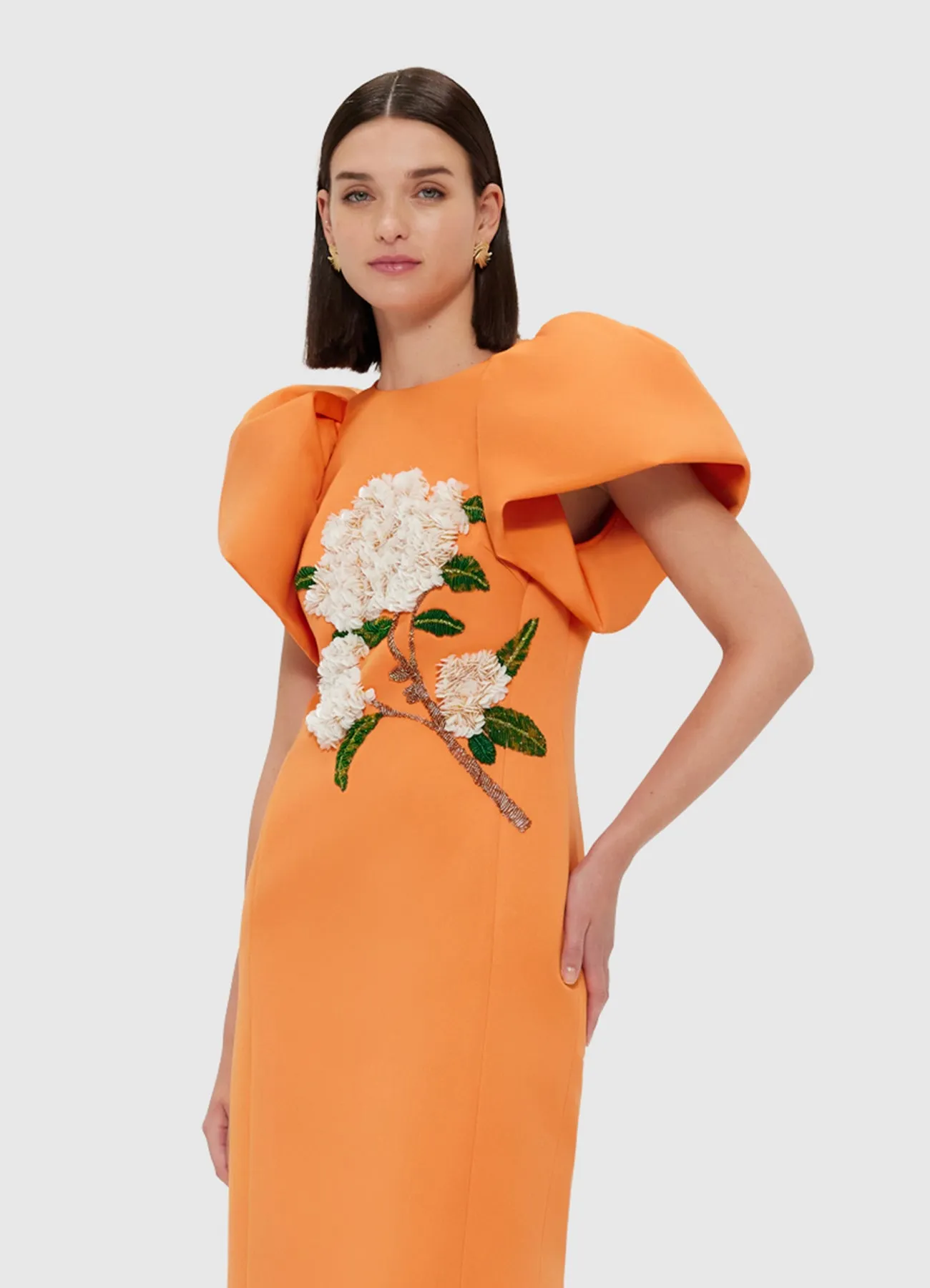 Lucinda Embellished Maxi Dress - Hydrangea Print in Tangerine sold by LEO LIN product image thumbnail 5