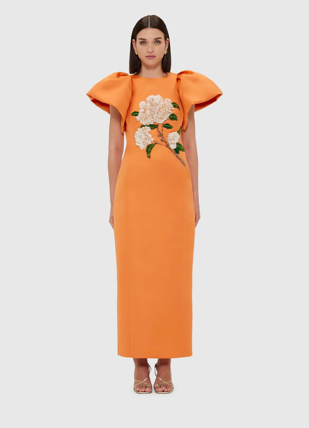 Lucinda Embellished Maxi Dress - Hydrangea Print in Tangerine sold by LEO LIN product image thumbnail 2
