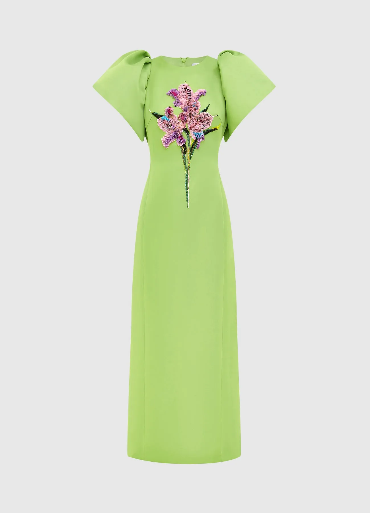 Lucinda Embellished Maxi Dress - Lily Print in Parakeet sold by LEO LIN