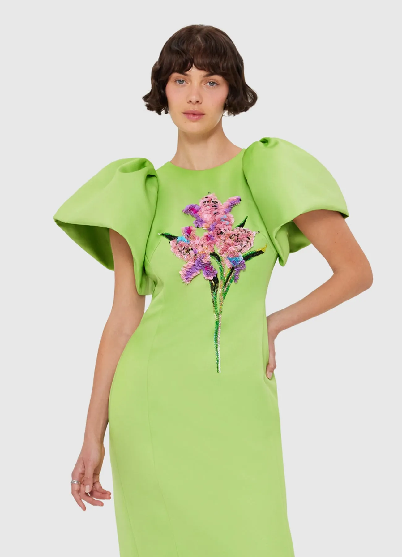 Lucinda Embellished Maxi Dress - Lily Print in Parakeet sold by LEO LIN product image thumbnail 5