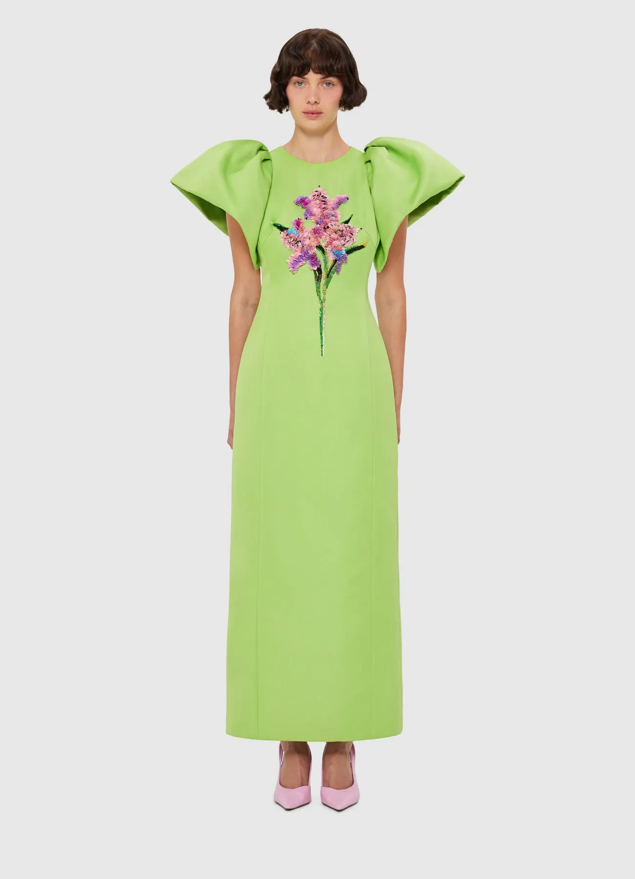 Lucinda Embellished Maxi Dress - Lily Print in Parakeet sold by LEO LIN product image thumbnail 2