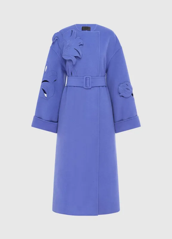 Celestine Appliqué Wool Coat - Moonlight sold by LEO LIN