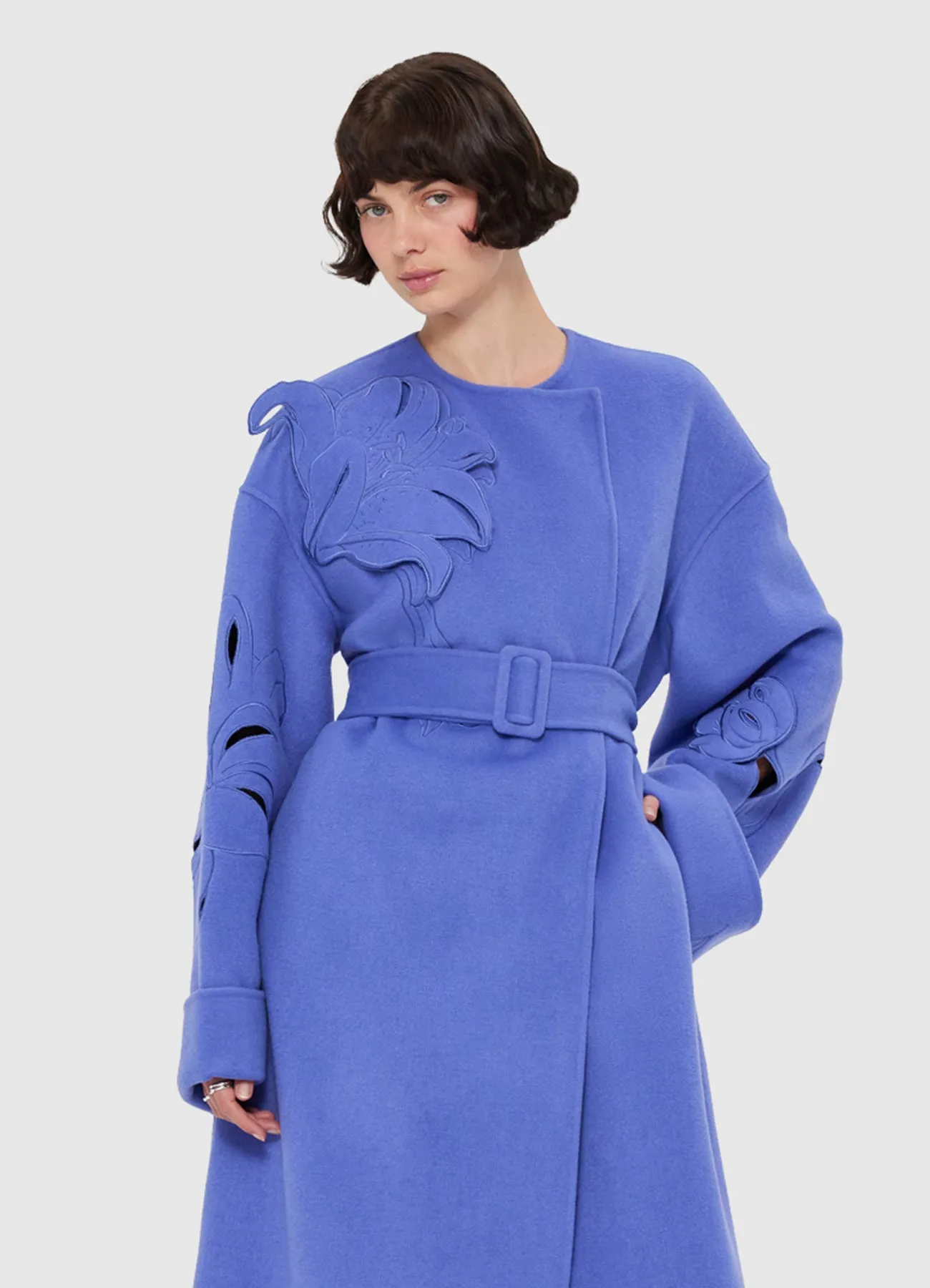 Celestine Appliqué Wool Coat - Moonlight sold by LEO LIN product image thumbnail 5