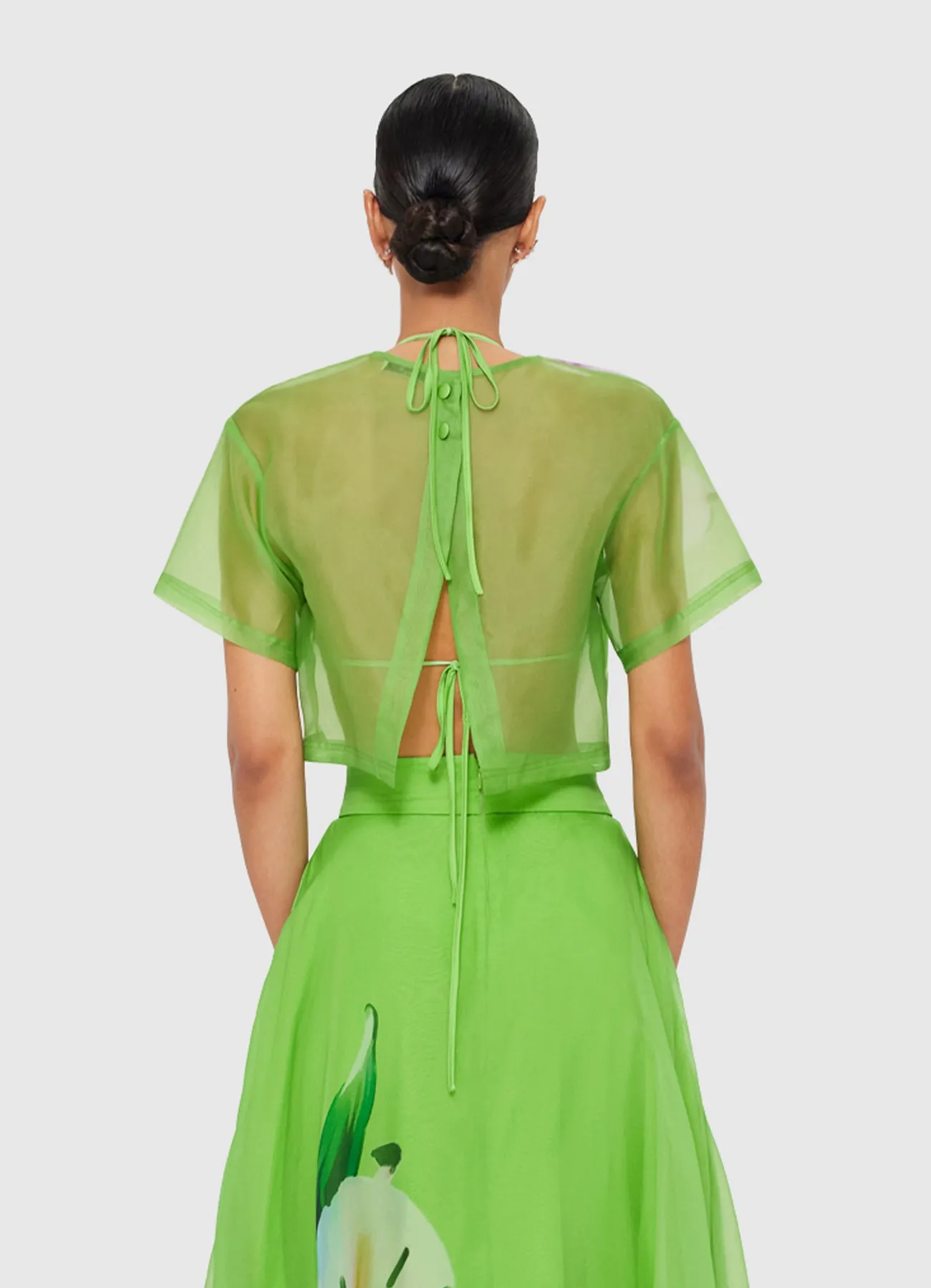 Indie Sleeve Top - Lily Print in Parakeet sold by LEO LIN product image thumbnail 4