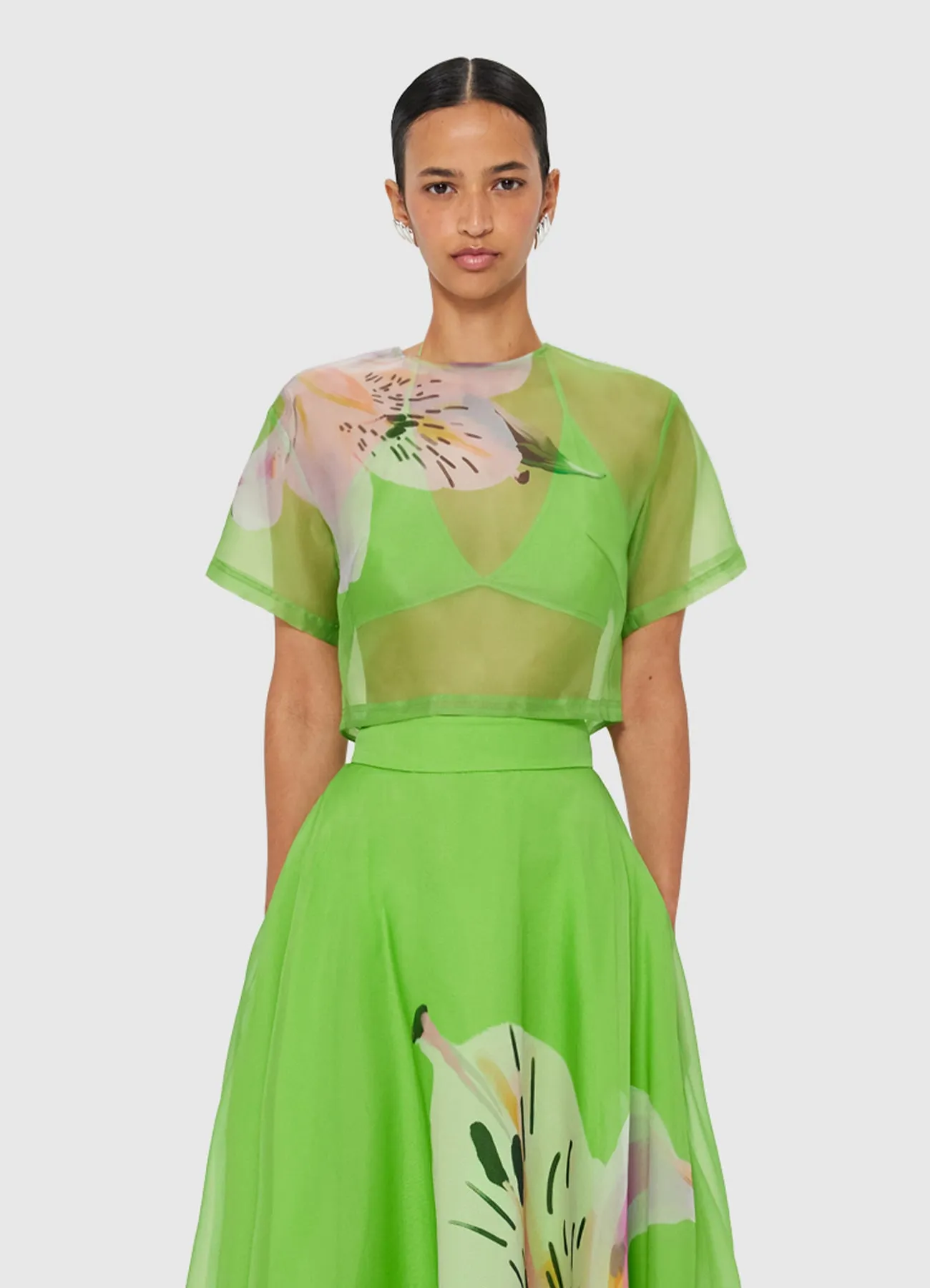 Indie Sleeve Top - Lily Print in Parakeet sold by LEO LIN product image thumbnail 2