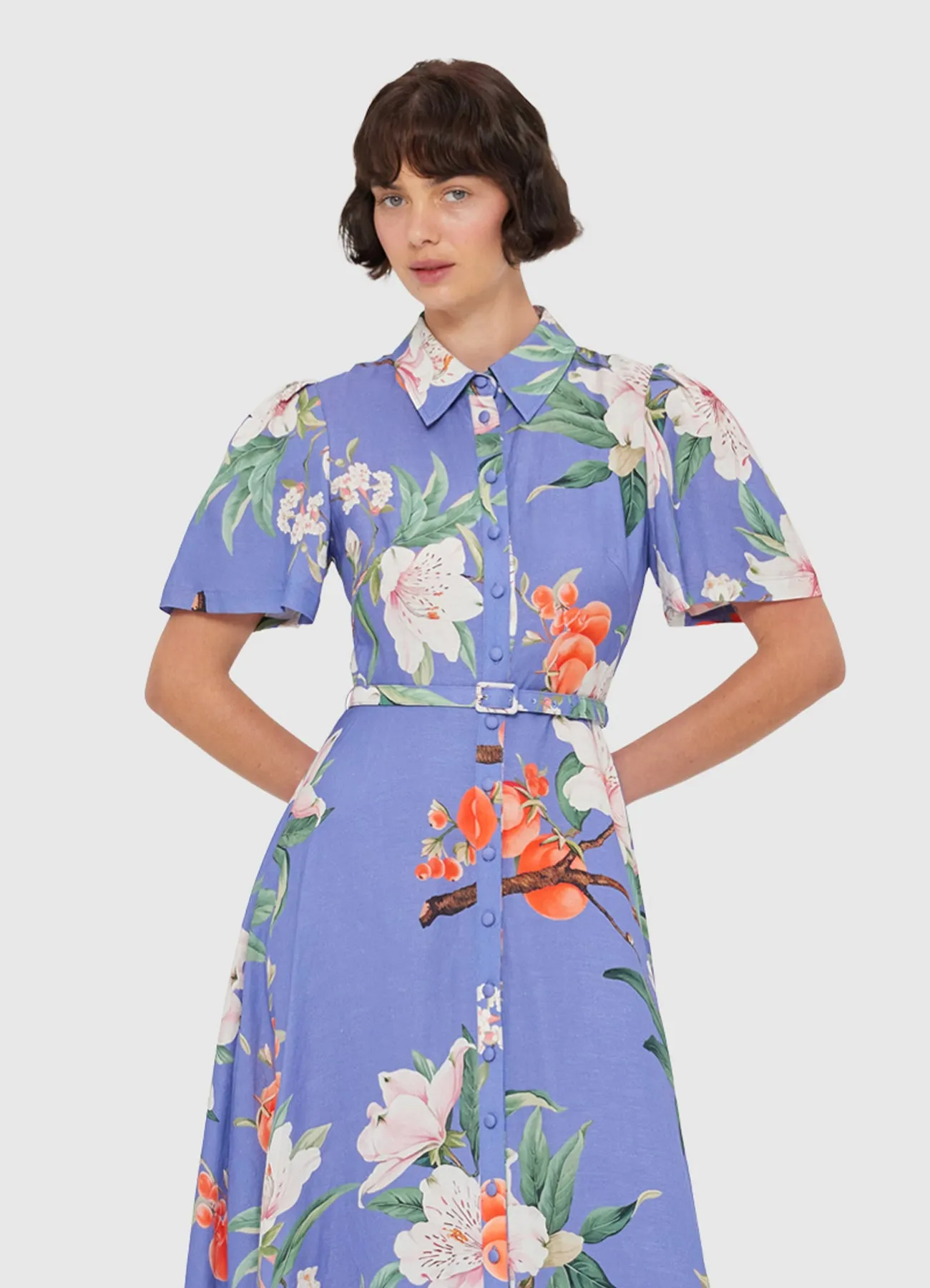Becca Short Sleeve Midi Dress - Lavish Print in Moonlight sold by LEO LIN product image thumbnail 5